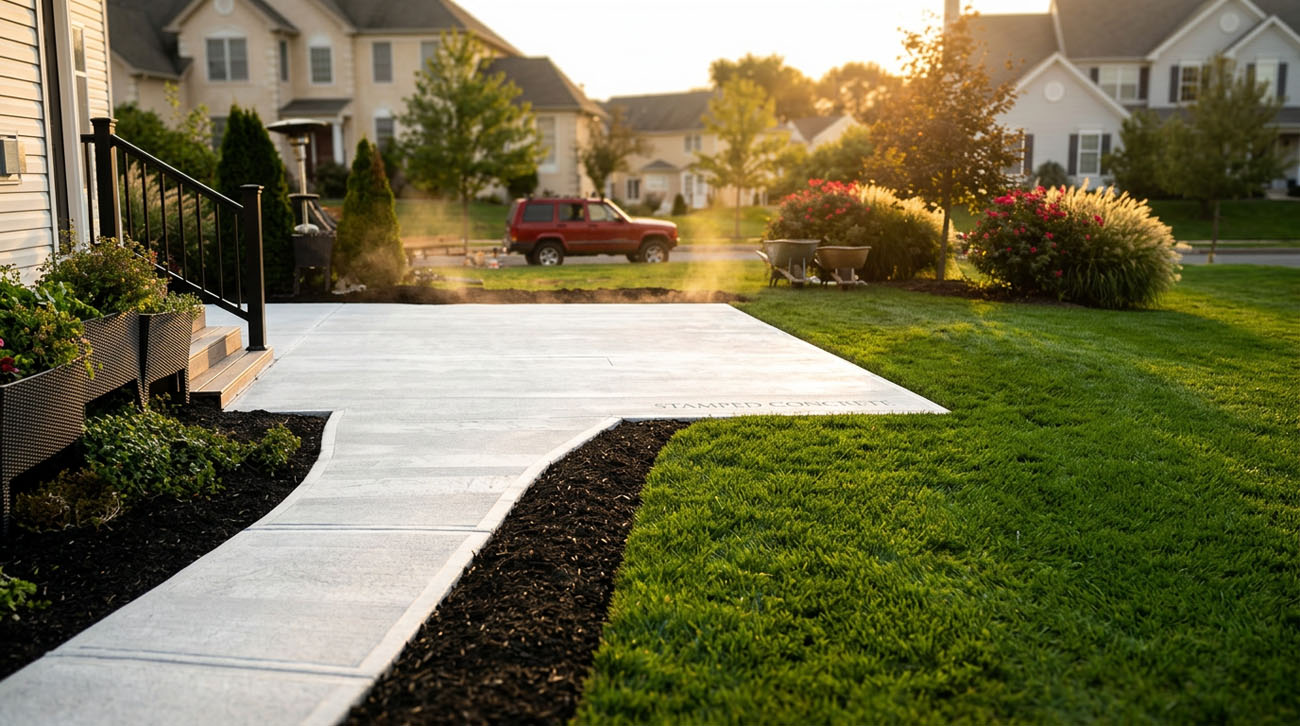 Stamped & Broom-Finished Concrete Patios