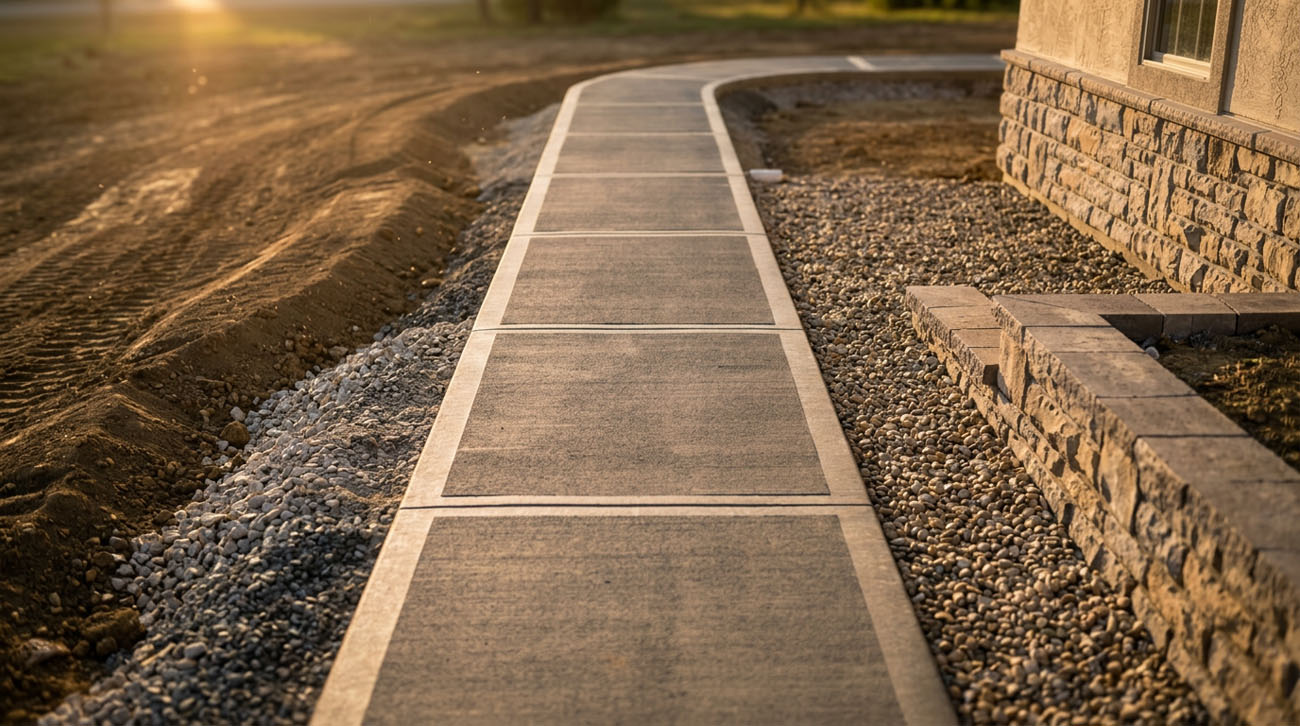 Concrete walkway installation by LVC Contractors