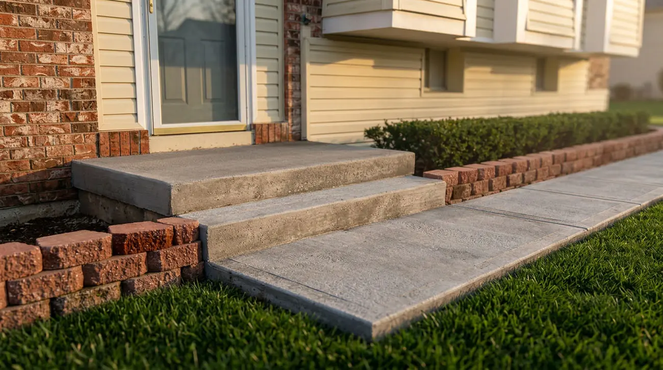Stamped concrete walkway and steps