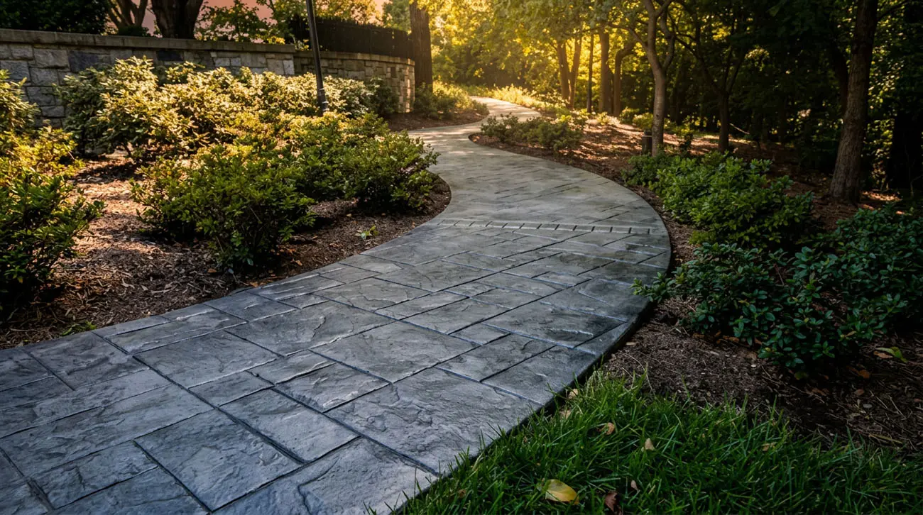 Stamped concrete walkway installation in the Lehigh Valley and Pocono Mountains